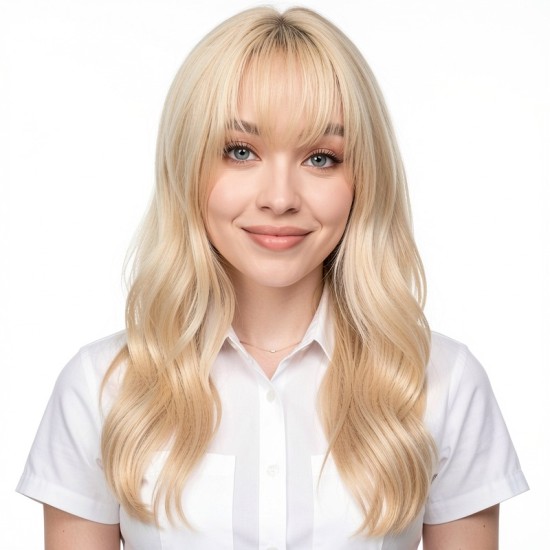 Hand-Woven Blonde Brown Bangs with a Deep Part for Black Hair Women's Styling | Lash-Front Extensions