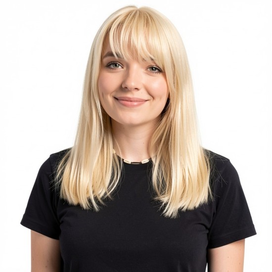 Hand-Woven Blonde Brown Bangs with a Deep Part for Black Hair Women's Styling | Lash-Front Extensions