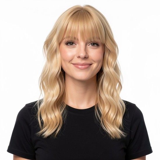 Hand-Woven Blonde Brown Bangs with a Deep Part for Black Hair Women's Styling | Lash-Front Extensions