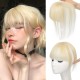 3D Hand-knotted Full Lace Human Hair Bangs, 10 Inch T-Part Drifting Blonde Hairpiece for Women
