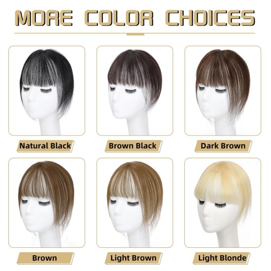 3D Hand-knotted Full Lace Human Hair Bangs, 10 Inch T-Part Drifting Blonde Hairpiece for Women