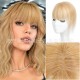 3D Hand-knotted Full Lace Human Hair Bangs, 10 Inch T-Part Drifting Blonde Hairpiece for Women