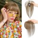 3D Hand-knotted Full Lace Human Hair Bangs, 10 Inch T-Part Drifting Blonde Hairpiece for Women