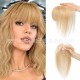3D Hand-knotted Full Lace Human Hair Bangs, 10 Inch T-Part Drifting Blonde Hairpiece for Women
