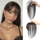 3D Hand-knotted Full Lace Human Hair Bangs, 10 Inch T-Part Drifting Blonde Hairpiece for Women