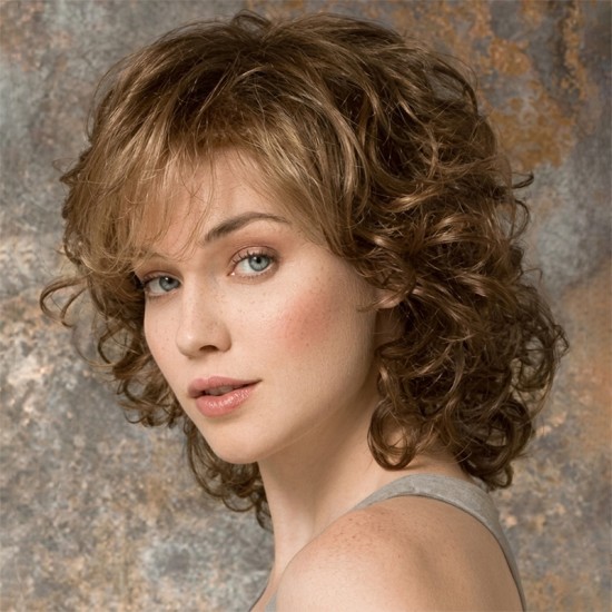 Women's Synthetic Wig with Side Bangs, Short Wavy Full Headpiece, Natural Style