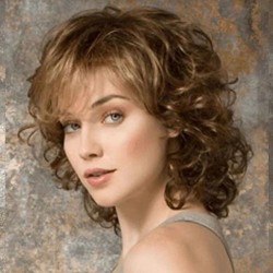 Women's Synthetic Wig with Side Bangs, Short Wavy Full Headpiece, Natural Style