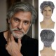 New Men's Gray Side-Part Short Wig for Mature Men, Fashionable, Voluminous, Natural Synthetic Hairpiece