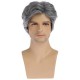 New Men's Gray Side-Part Short Wig for Mature Men, Fashionable, Voluminous, Natural Synthetic Hairpiece