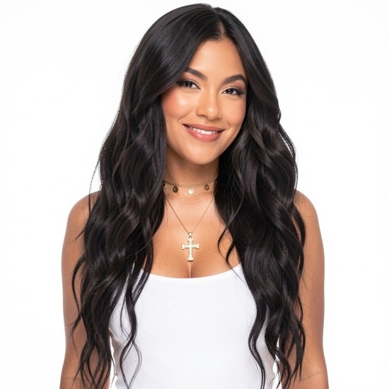 Fiber Hairpiece Women's Topper | Long Curly Graduated Side Bangs Volume Add-on