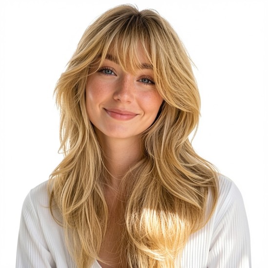 Fiber Hairpiece Women's Topper | Long Curly Graduated Side Bangs Volume Add-on