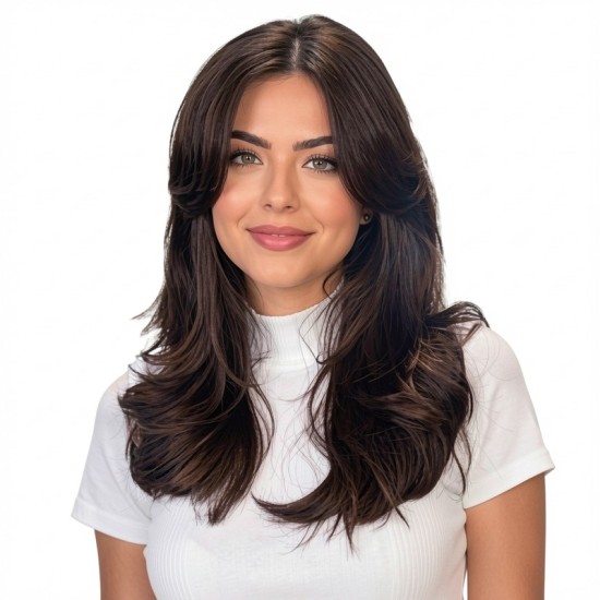 Fiber Hairpiece Women's Topper | Long Curly Graduated Side Bangs Volume Add-on