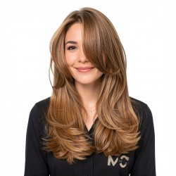 Fiber Hairpiece Women's Topper | Long Curly Graduated Side Bangs Volume Add-on