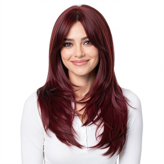 Fiber Hairpiece Women's Topper | Long Curly Graduated Side Bangs Volume Add-on
