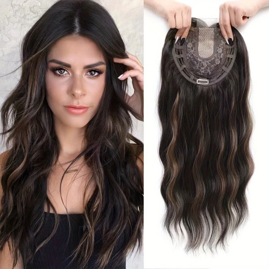 Synthetic Long Wavy Color-Gradient Lace Front Hairpiece for Women - Natural Breathable Volumizing Hair Extension Block