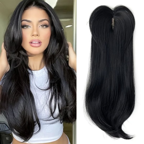 Synthetic Long Wavy Color-Gradient Lace Front Hairpiece for Women - Natural Breathable Volumizing Hair Extension Block
