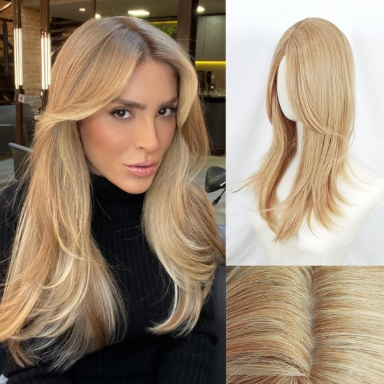 Synthetic Long Wavy Color-Gradient Lace Front Hairpiece for Women - Natural Breathable Volumizing Hair Extension Block