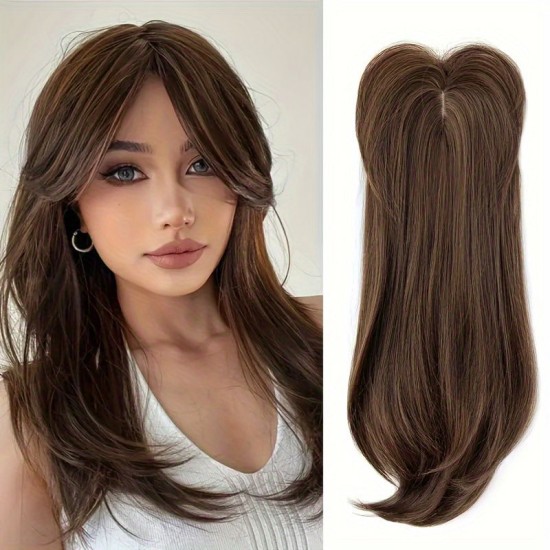 Synthetic Long Wavy Color-Gradient Lace Front Hairpiece for Women - Natural Breathable Volumizing Hair Extension Block