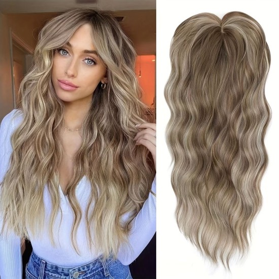 Synthetic Long Wavy Color-Gradient Lace Front Hairpiece for Women - Natural Breathable Volumizing Hair Extension Block
