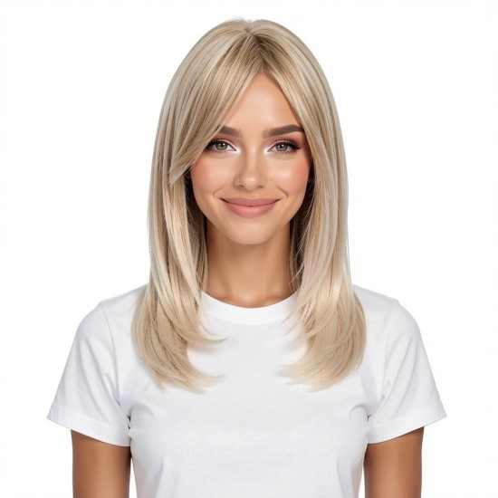 Women's Long Hair Gradient Graduated Bangs Natural Breathable Fibre Hair Extensions Clip-in Topper