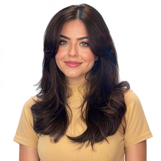 Women's Long Hair Gradient Graduated Bangs Natural Breathable Fibre Hair Extensions Clip-in Topper