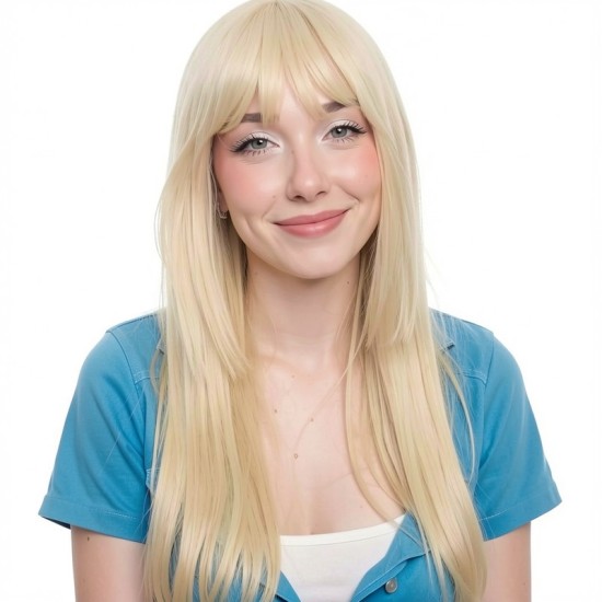 Women's Long Hair Gradient Graduated Bangs Natural Breathable Fibre Hair Extensions Clip-in Topper