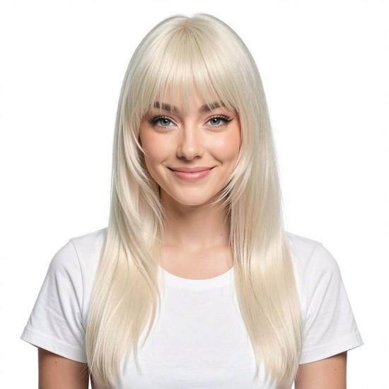 Women's Long Hair Gradient Graduated Bangs Natural Breathable Fibre Hair Extensions Clip-in Topper