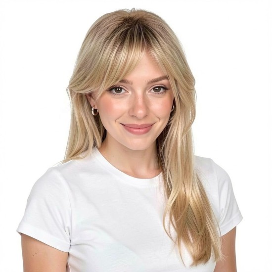 Women's Long Hair Gradient Graduated Bangs Natural Breathable Fibre Hair Extensions Clip-in Topper