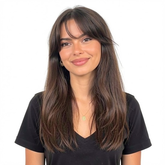 Women's Long Hair Gradient Graduated Bangs Natural Breathable Fibre Hair Extensions Clip-in Topper