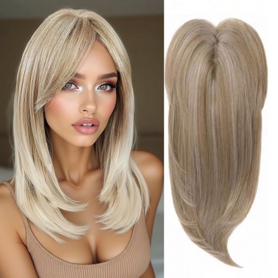 Women's Graduated Curtain Bangs Lace Front Hair System for Hairline Repair, Synthetic Long Curly Hairpiece, Breathable Natural Volume Adder