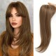 Women's Graduated Curtain Bangs Lace Front Hair System for Hairline Repair, Synthetic Long Curly Hairpiece, Breathable Natural Volume Adder