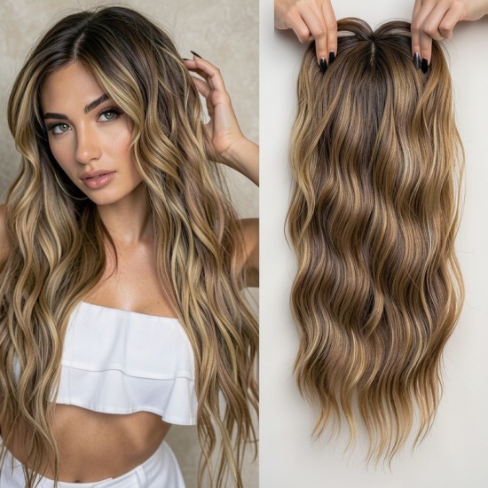 Lace Front Wig Piece for Women, Synthetic Water Wave Texture with Open Net Design