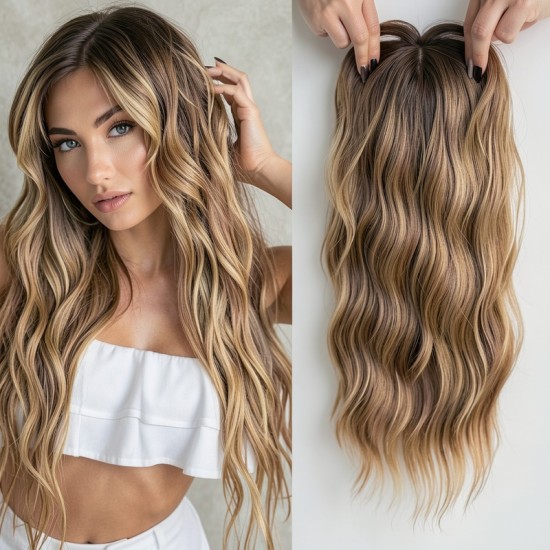 Lace Front Wig Piece for Women, Synthetic Water Wave Texture with Open Net Design