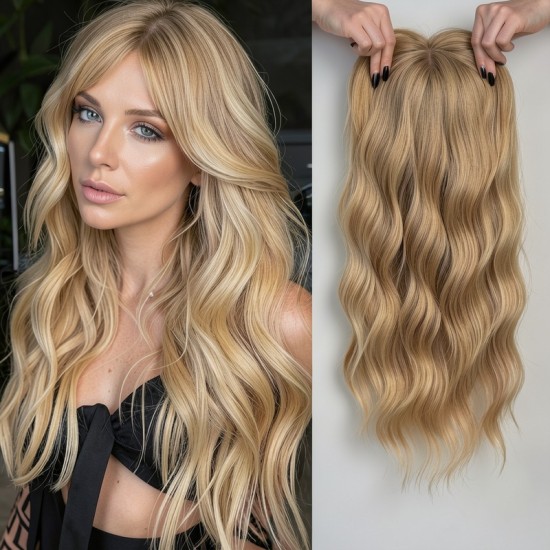 Lace Front Wig Piece for Women, Synthetic Water Wave Texture with Open Net Design