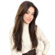 Mid-part Long Straight Hairpiece to Cover Gray Hair, Breathable & Lightweight, Real Human Hair Look