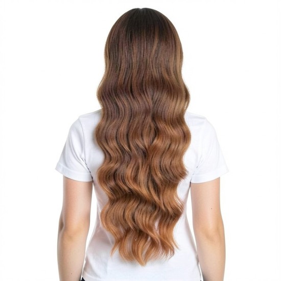 Women's Lace Headpiece | Gradient Brown Long Curly Hair | Large Wave Design