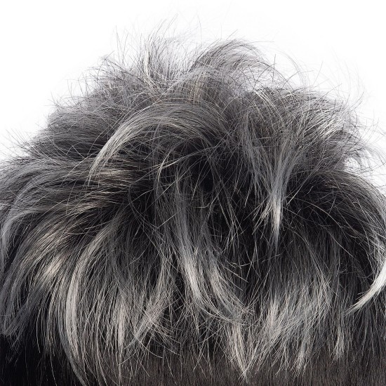 Men's Short Hair Wig, Mixed Color Textured Fluffy Straight Style, Stylish Synthetic Fiber Headpiece
