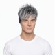 Men's Short Hair Wig, Mixed Color Textured Fluffy Straight Style, Stylish Synthetic Fiber Headpiece