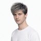 Men's Short Hair Wig, Mixed Color Textured Fluffy Straight Style, Stylish Synthetic Fiber Headpiece