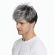 Men's Short Hair Wig, Mixed Color Textured Fluffy Straight Style, Stylish Synthetic Fiber Headpiece