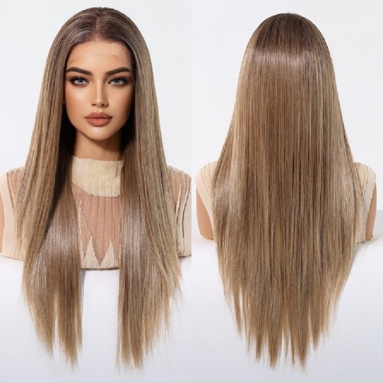 Natural Breathable Lightweight Real Hair Lace Frontal Wig with Middle Part