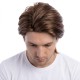 Men's Brown Synthetic Layered Mid-Length Wig Topper for Daily Wear - Natural Short Style