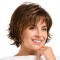 Natural Dark Brown Deep Curly Short Bob Wigs with Straight Bangs for Women - Fluffy Outward Curling