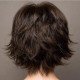 Women's Deep Brown Short Bob Wig with Fluffy Bangs, Curly Ends, Single Piece