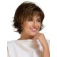 Women's Deep Brown Short Bob Wig with Fluffy Bangs, Curly Ends, Single Piece