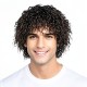 Men's and Women's Curly Wig with Tin Foil Perm Style, Full Head Synthetic Short Curly Hairpiece
