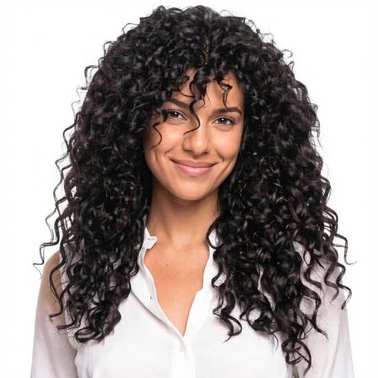 French Long Curly Hair | Spring Curl Bangs Wig Cap