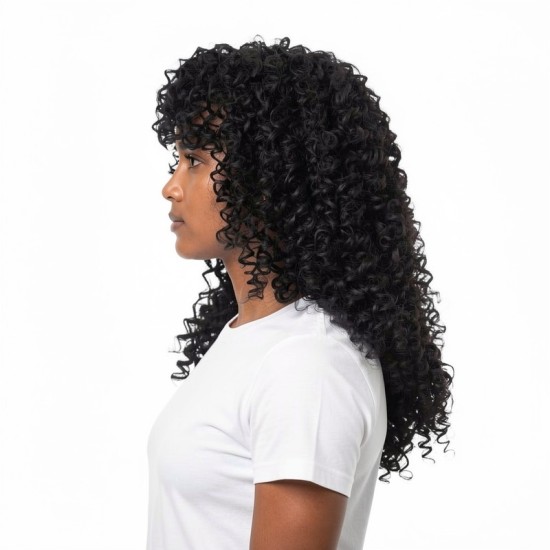French Long Curly Hair | Spring Curl Bangs Wig Cap