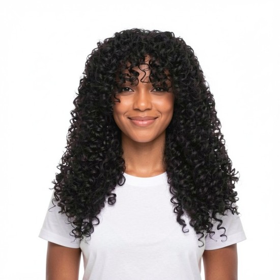 French Long Curly Hair | Spring Curl Bangs Wig Cap