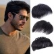 Men's Short Natural Invisible Hair Pieces, Thin Light Weft Topper, Curled Textured Topper for Short Hair